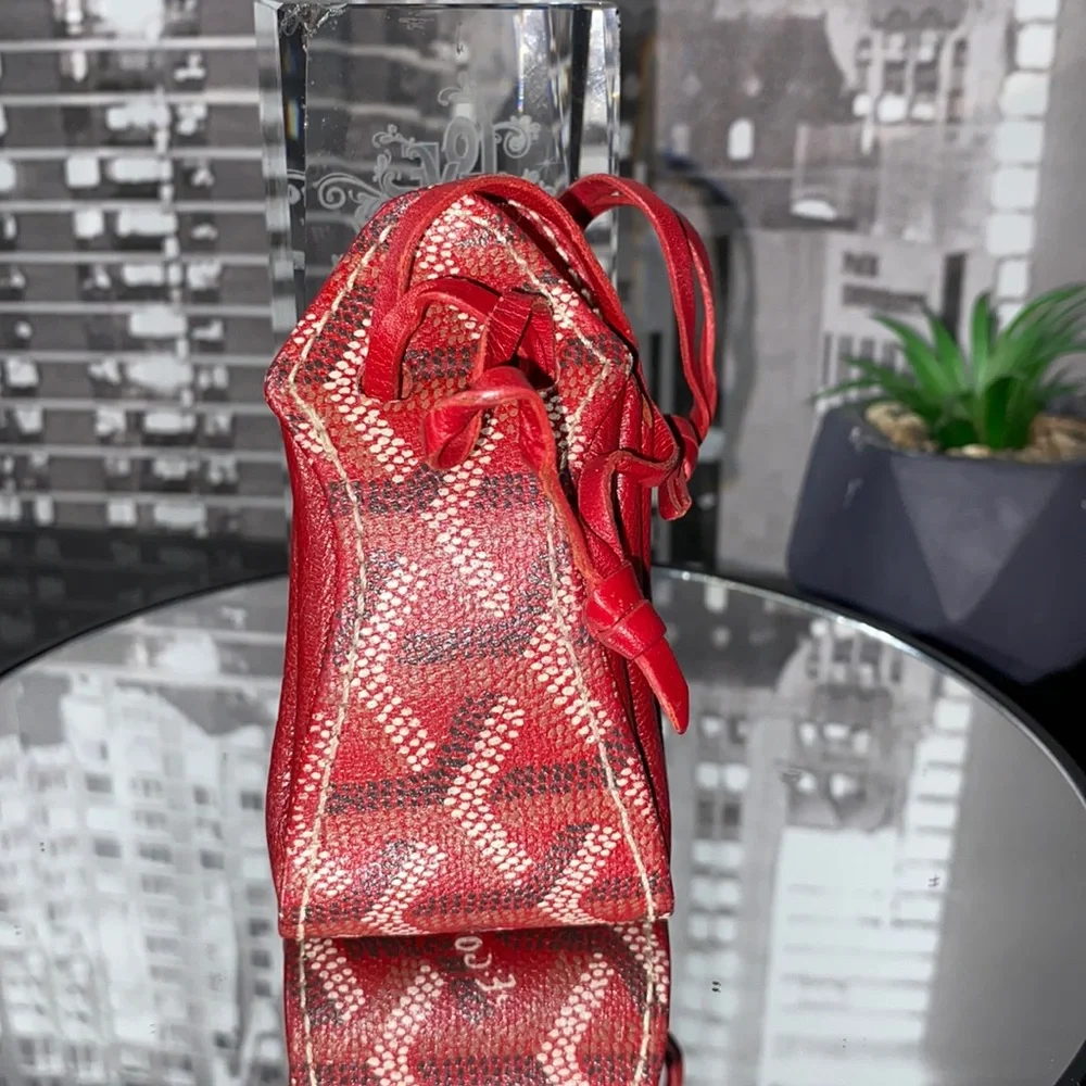 Authentic GOYARD Herringbone Leather Mini Drawstring Pouch Bag Bordeaux - Picture 7 of 17